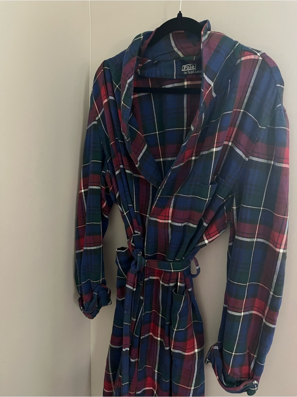 Polo by Ralph Lauren men’s  Plaid Wrap robe - Blue/Red/Green with belt